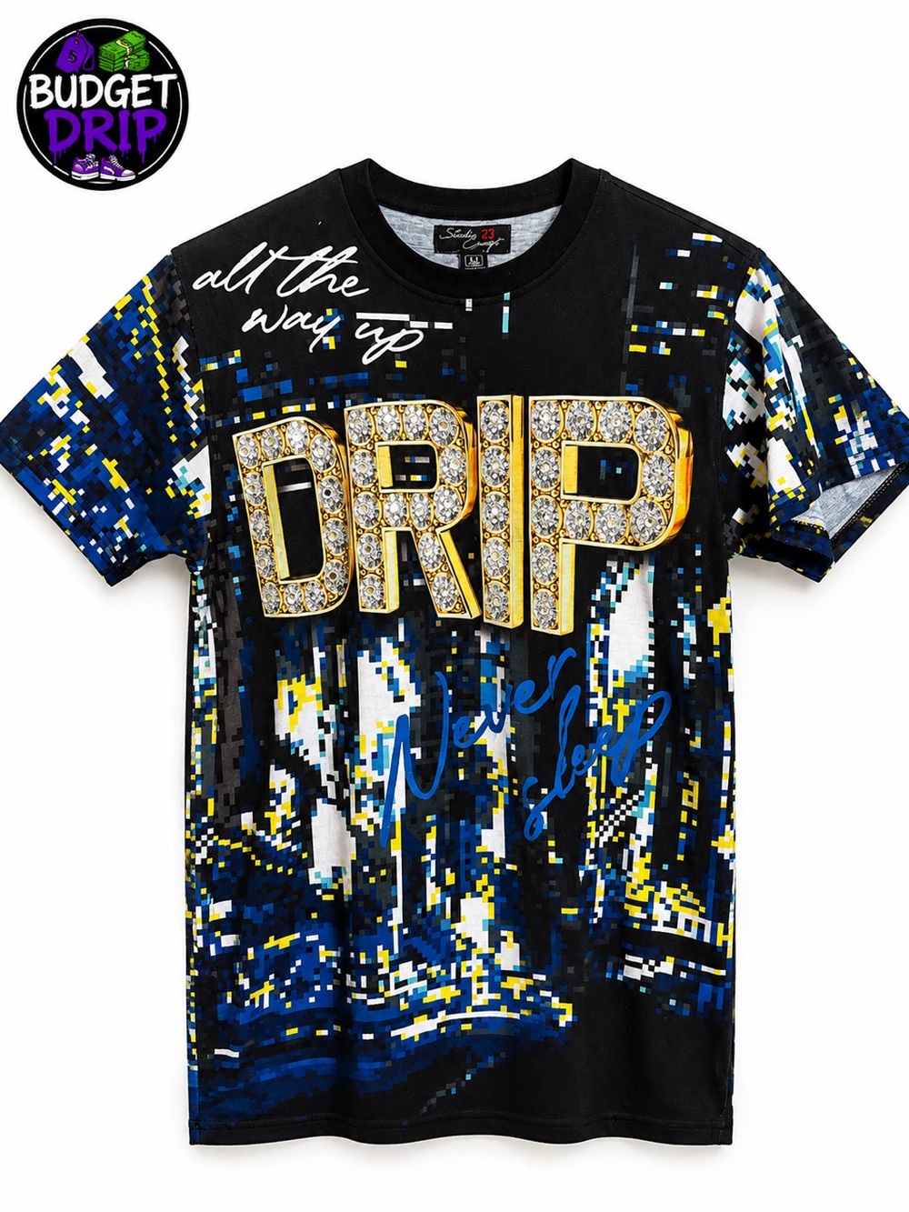 Boys' 'DRIP' Graphic Short Sleeve Tee - Black/Blue